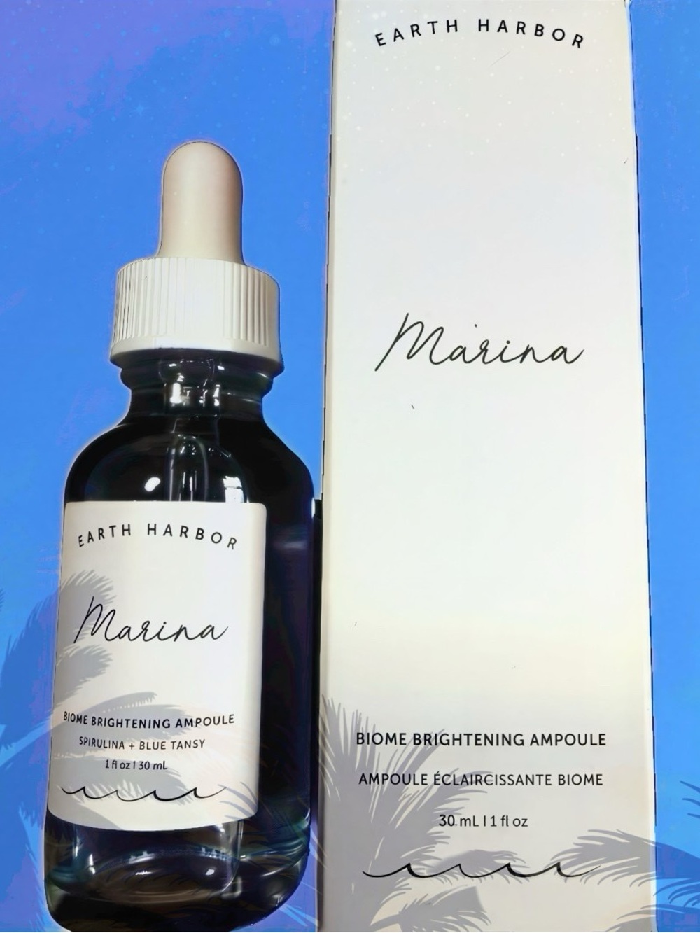 NWT NIB EARTH HARBOR MARINA BIOME BRIGHTENING AMPOULE SPIRULINA + BLUE TANSY